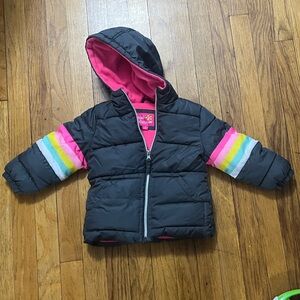 Pink Platinum Black Puffer with Rainbow Stripes